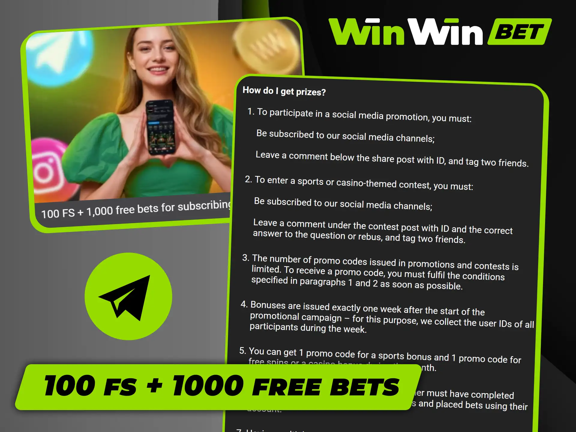 Follow Winwin socials and claim this generous bonus.