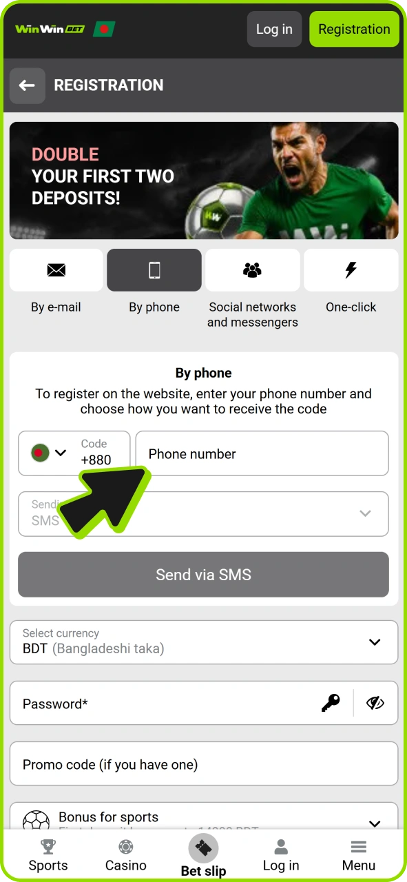 Enter your phone number to register at Winwin casino and start using bonuses.