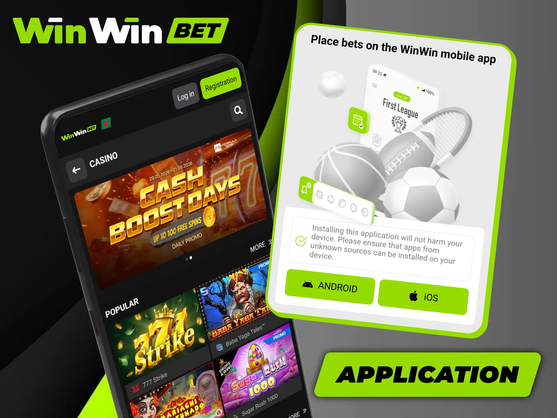 Download Winwin app and bet anytime anywhere.