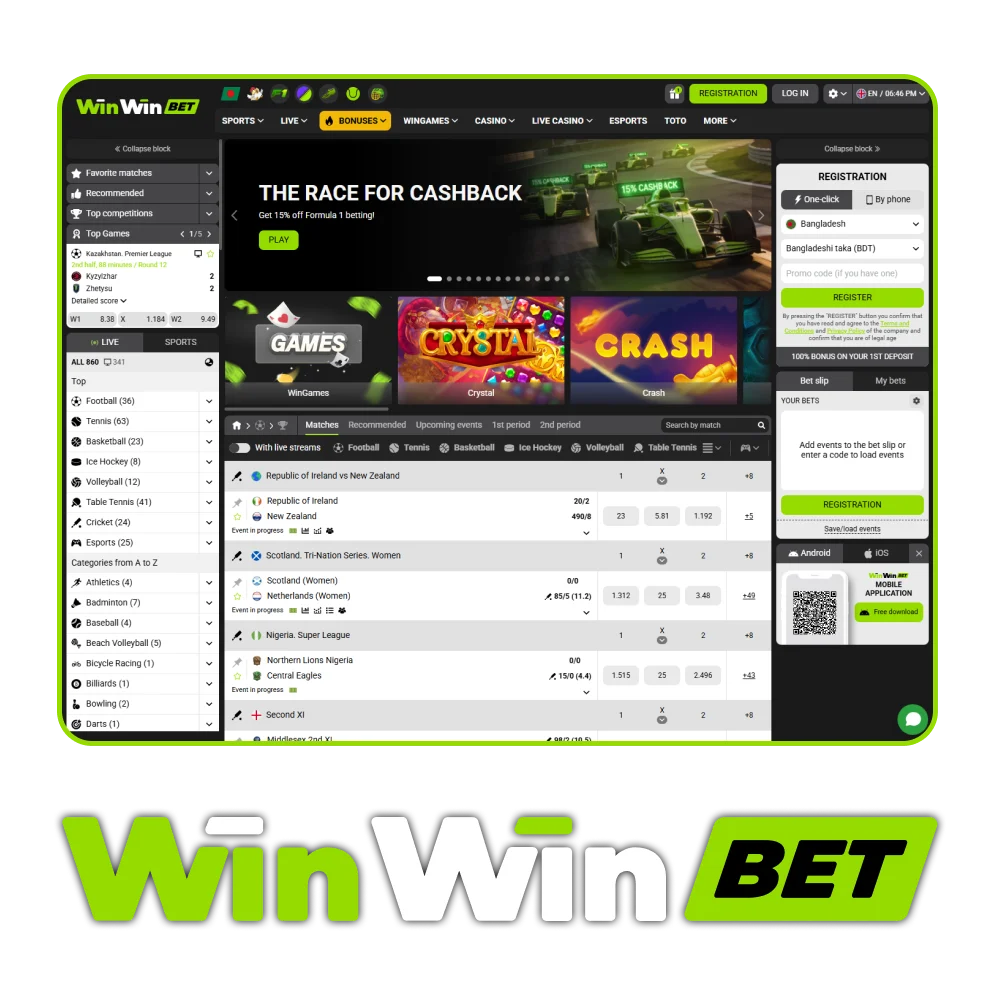 Register and start winning at Winwin Betting and Casino in Bangladesh.