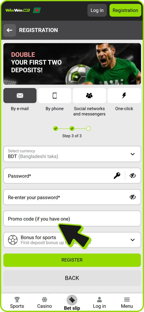 Enter promo code at this Winwin registration field.