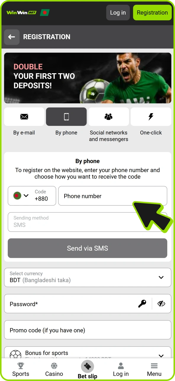 Type in your mobile to use promo code at Winwin registration.