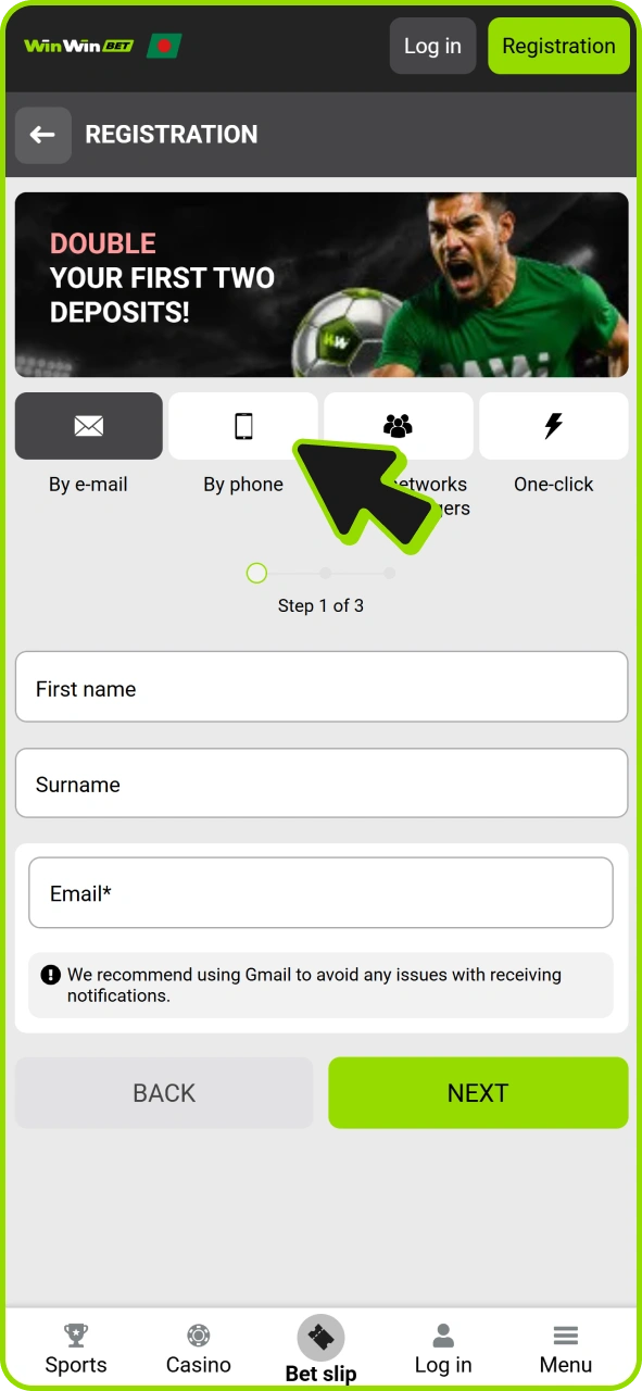 Choose phone number registration at Winwin official casino.