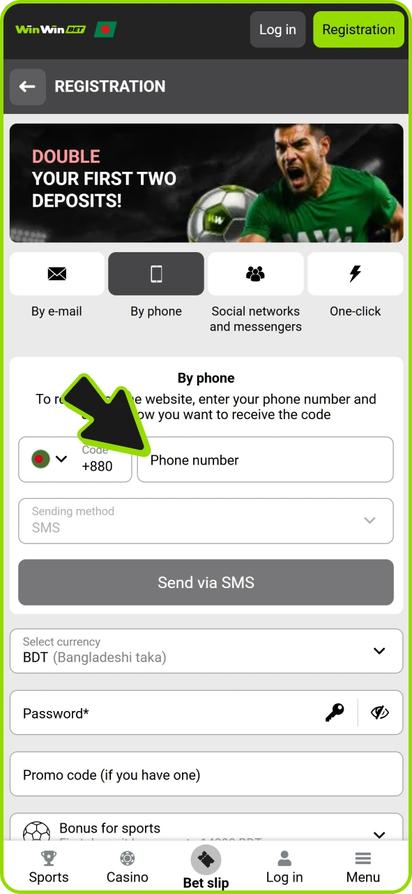 Enter your mobile number to create Winwin account.