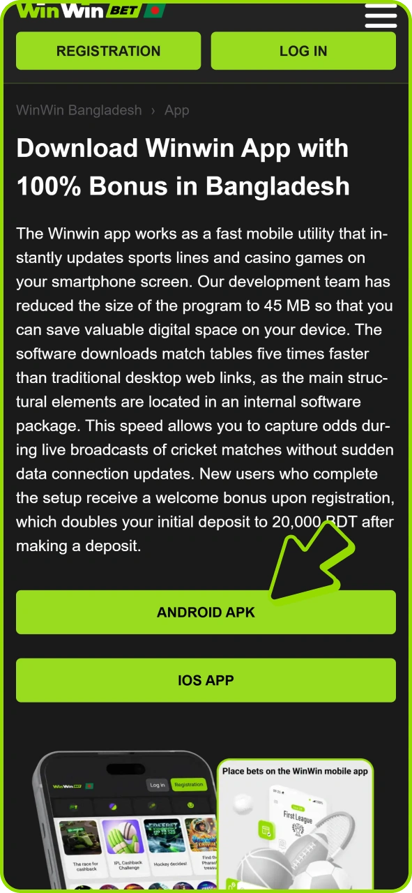 Tap this button to get Winwin android app.