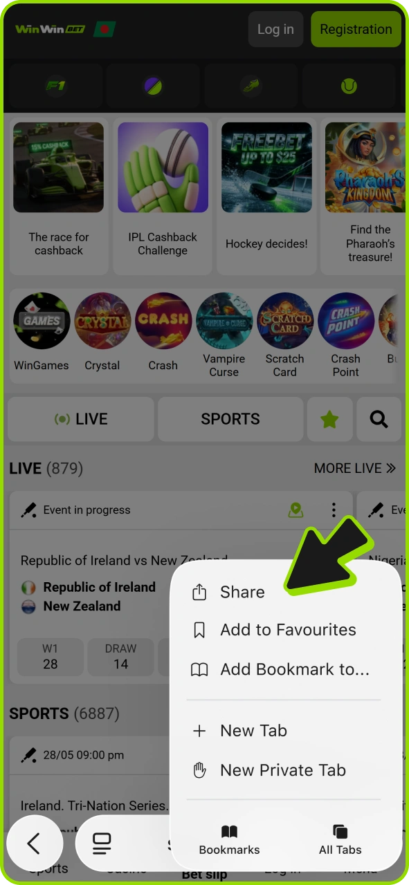Tap share button to get Winwin iOS PWA app.
