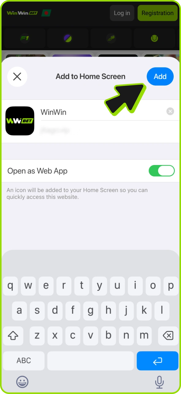 Press this button to save Winwin iOS PWA app.