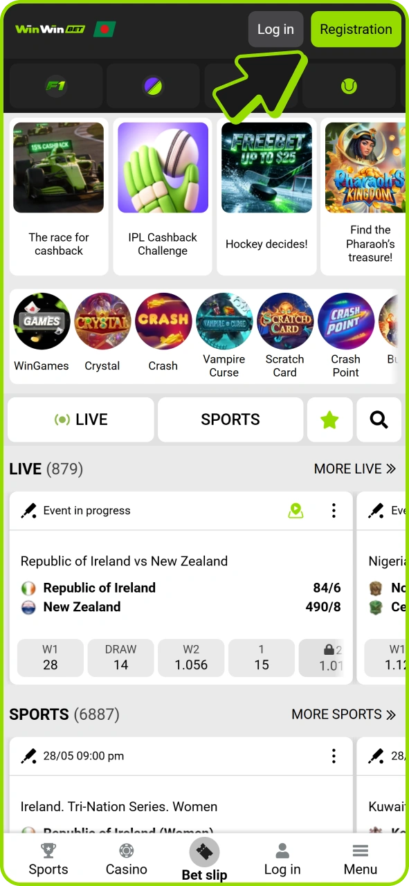 Tap registration button at Winwin app to create your account.