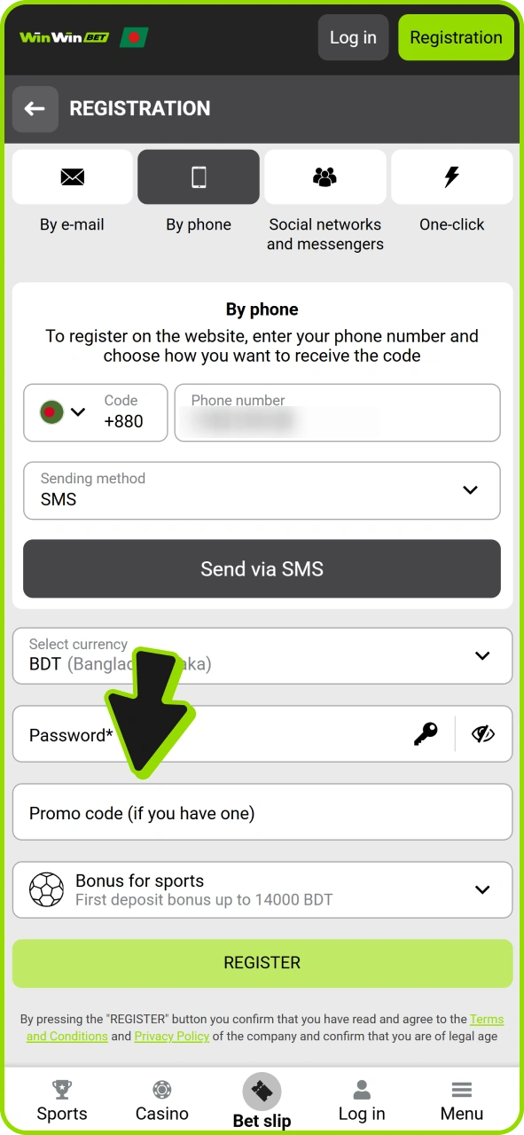 Type in our promo code at Winwin app registration form.